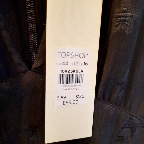 NEW Topshop Patterned Black V-Neck Sheer Midi Dress with Embroidery, Size 12 - Picture 5 of 11